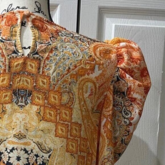 FLYING TOMATO BLOUSE BOROQUE PAISLEY SZ XS PUFFED SLEEVES FAIRY CORE - Picture 16 of 16